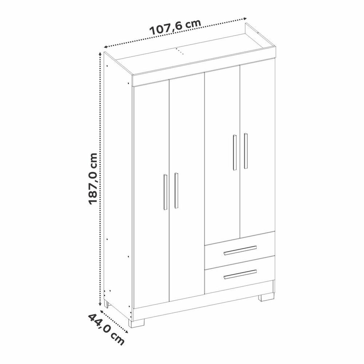 Closet Home Mobili Lucca 4 Puertas 2 Cajones Beige