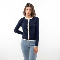 Sweater Botones Mujer Zibel Azul, Crudo, Negro, Rosado
