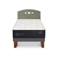 Cama Europea CIC 1,5 Plazas Premium + Respaldo Gales Olivo