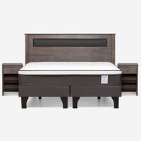 Cama Europea Rosen Base Dividida King New Style 4 Plus + Respaldo Ferrera Gris + 2 Veladores