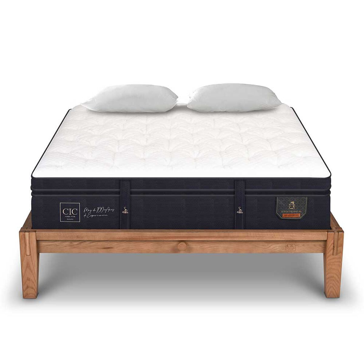 Cama Europea CIC King OAK Súper Premium + 2 Almohadas