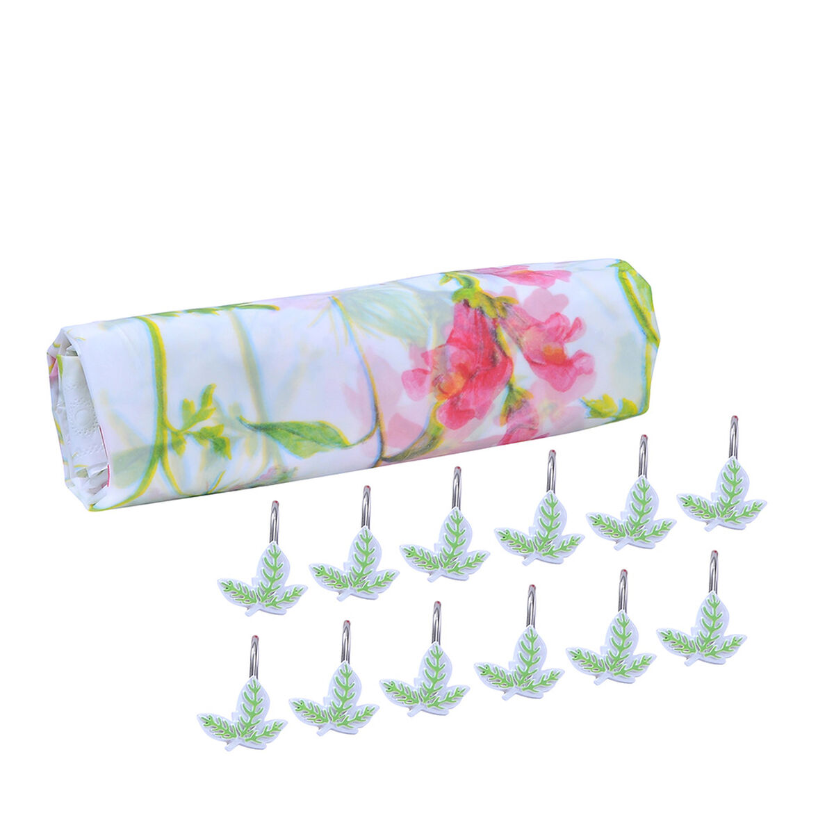 Set Cortina de Baño 2 Piezas Mashini Flores Rojo