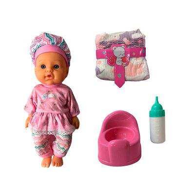 Muñeca Babydoll Bostecitos 3 Accesorios Colores Aleatorio