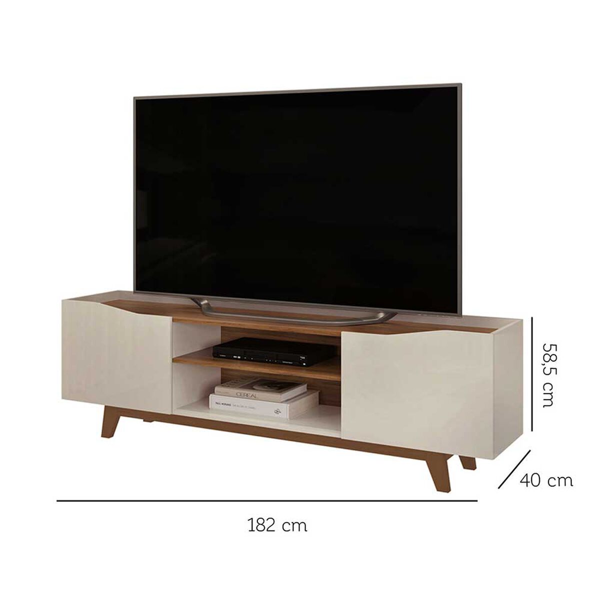 Rack TV Vekkahome Agnes Hasta 70" Beige Caf&eacute;
