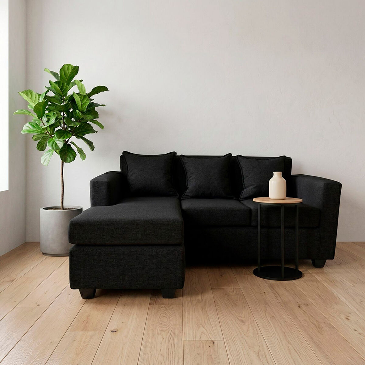 Seccional Muebles MPR Luna 4 Cuerpos Negro