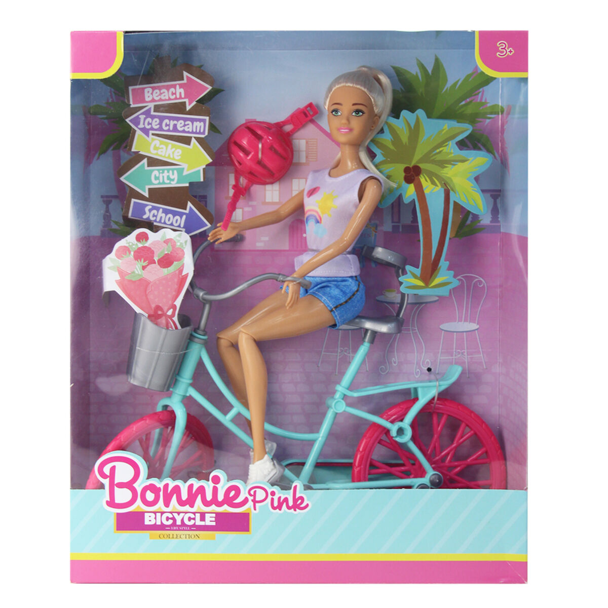 Muñeca de Moda con Bicicleta de Montar Boonie Pink