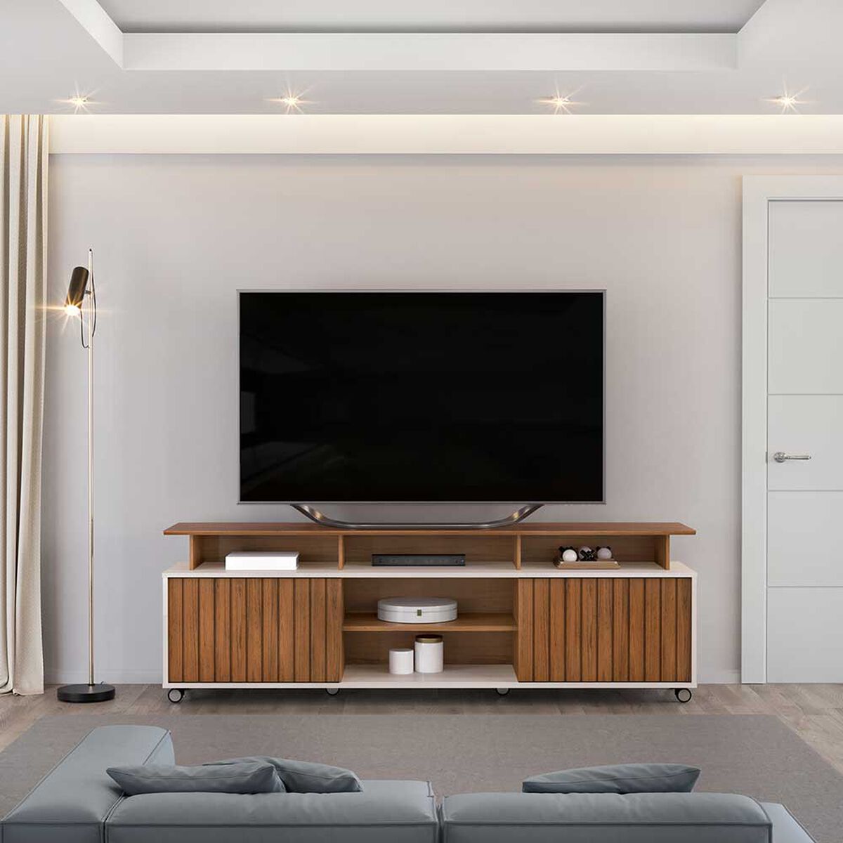 Rack TV Vekkahome Olimpic Hasta 70" Café Beige