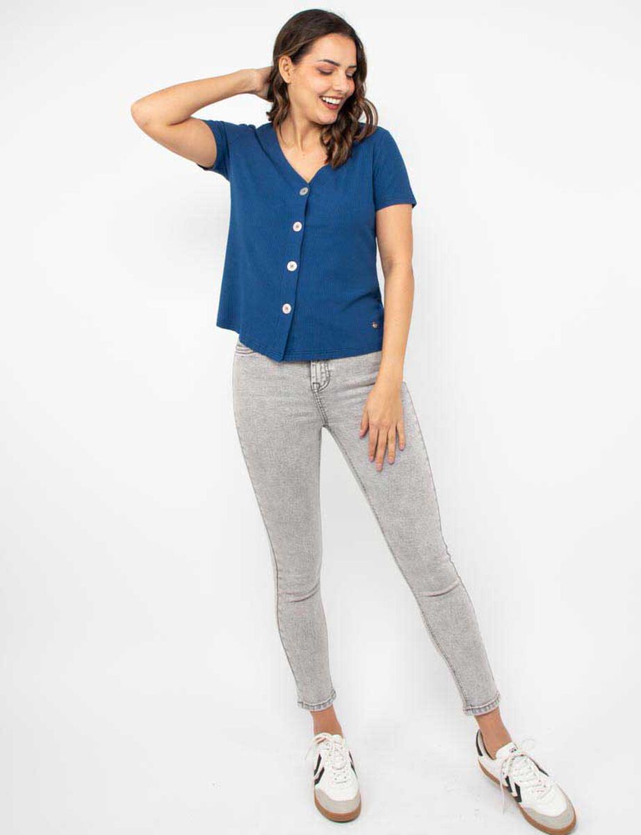 Polera Botones Manga Corta Mujer Zibel