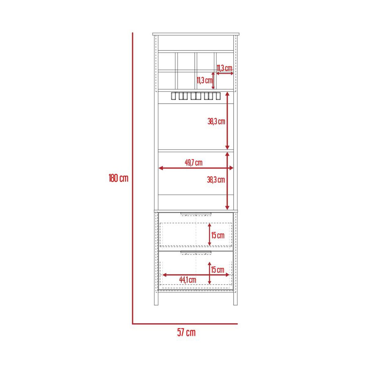 Bar Tradicional TuHome 2 Cajones Bi Color Ceniza Wengue