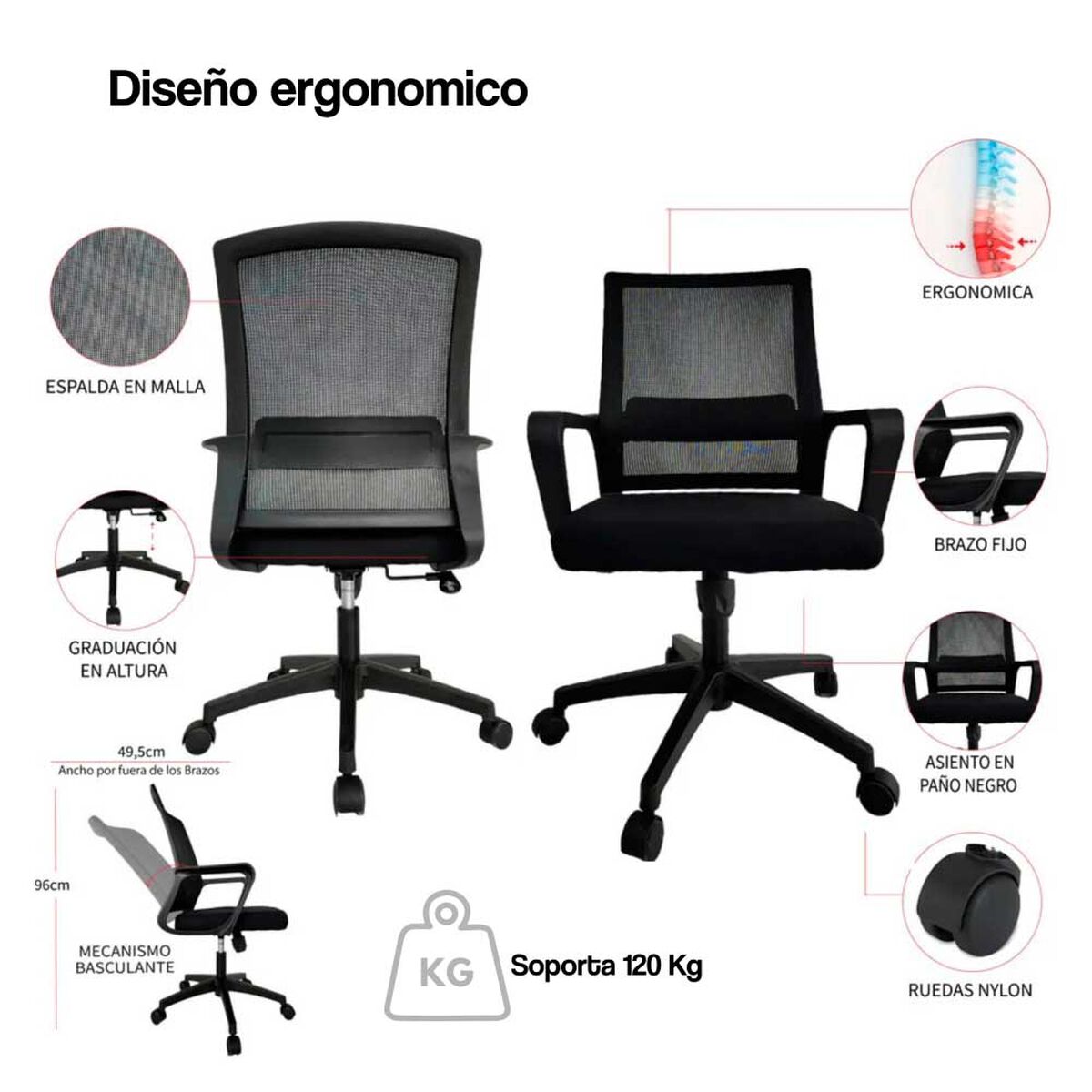 Silla de Escritorio Arthome Paris Negra