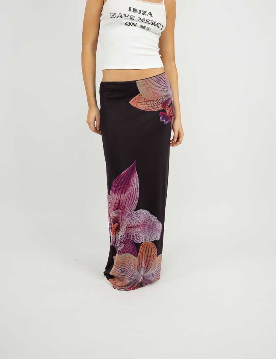 Falda Slim Maxi Con Estampado Mujer Icono