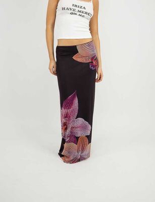 Imagen 1 del producto Falda Slim Maxi Con Estampado Mujer Icono Cafe
