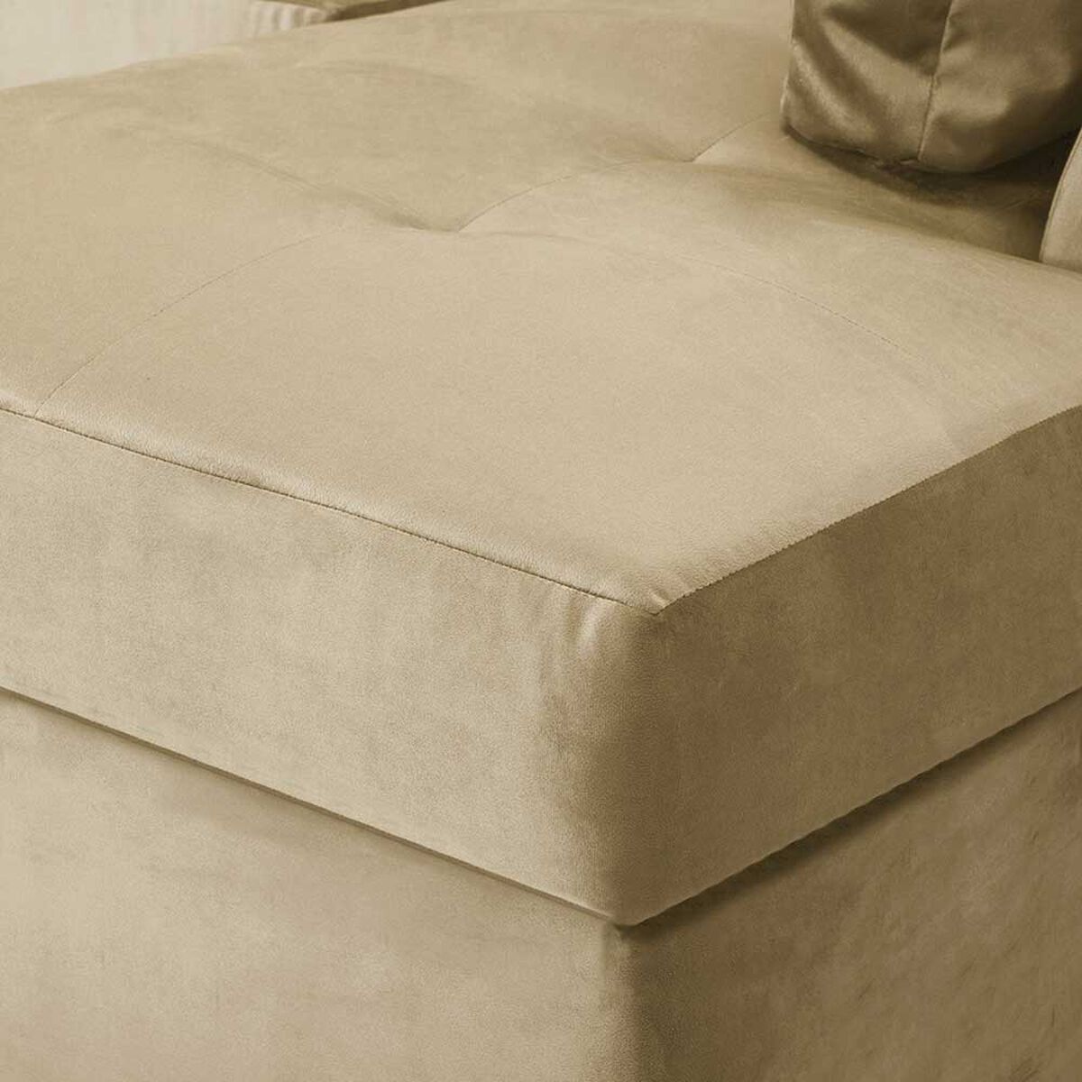 Sofá Seccional Derecho Innovamuebles Mini Senna Felpa 3 Cuerpos Beige
