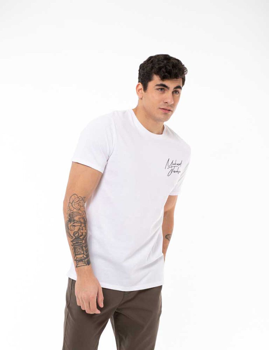 Polera Michael Jackson Manga Corta Estampado Espalda Hombre Portman Club