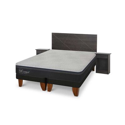 Imagen 2 del producto Cama Europea CIC Base Dividida 2 Plazas Hybrid Plus Infinity + Respaldo + 2 Veladores Villarrica