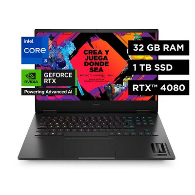 Imagen 1 del producto Notebook Gamer HP OMEN 16-wf1001la Core i9 14° RAM DDR5-5600 MT/s de 32 GB (2 x 16 GB) 1TB 16.1 NVIDIA® GeForce RTX™ 4080 Laptop GPU (12 GB GDDR6 dedicada)