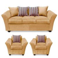 Juego de Living Elegant Detail Minesota Sofá 3 Cuerpos + Dos Sillones 1 Cuerpo Beige