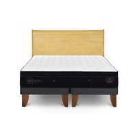 Cama Europea CIC Base Dividida King Súper Premium + Respaldo Miro Mostaza