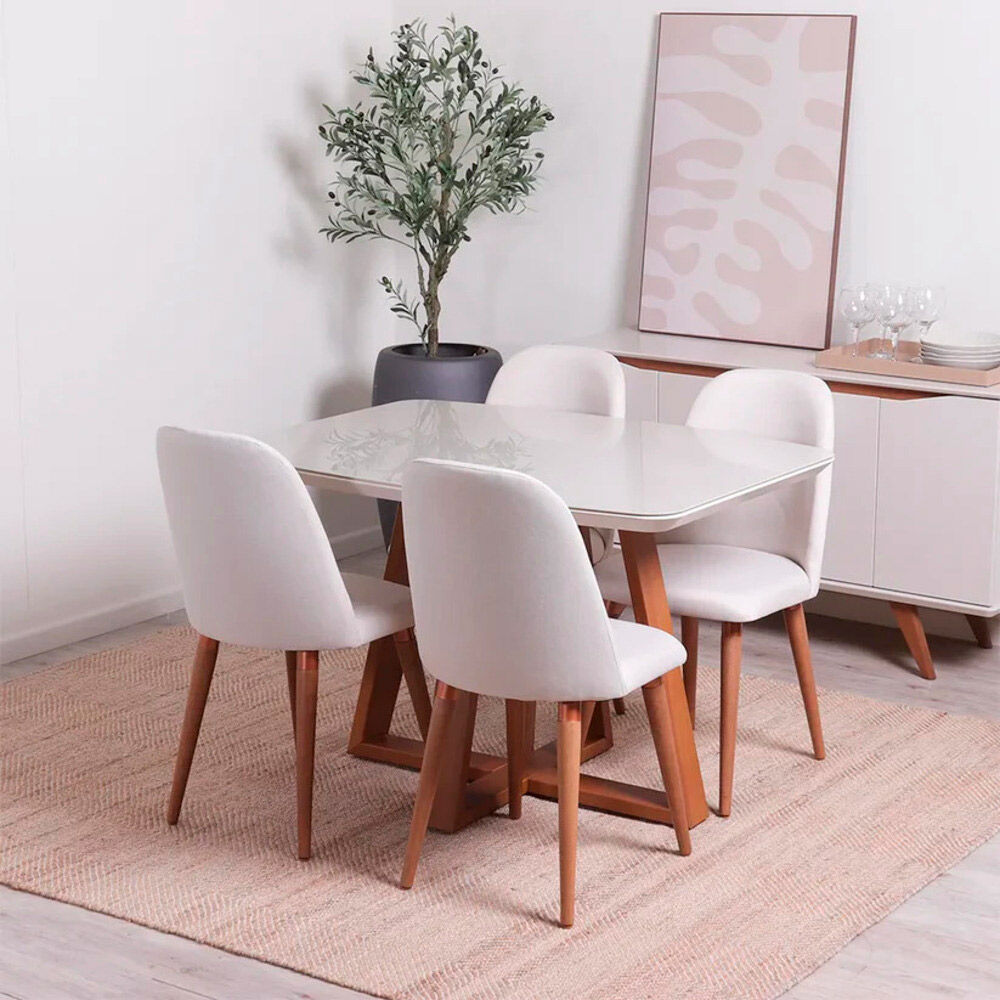 Juego de Comedor Decocasa Bennet 4 Sillas Beige