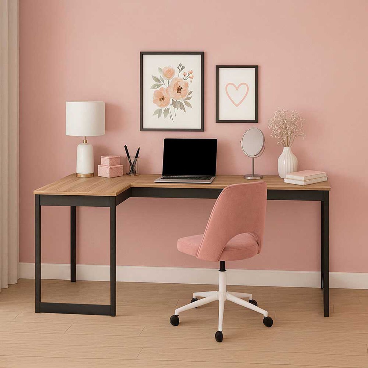 Escritorio Esquinero Vekkahome Met&aacute;lico Caf&eacute; 116X116