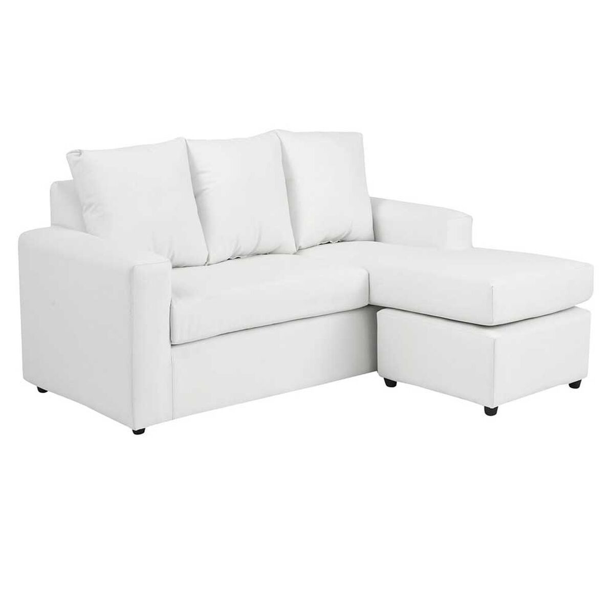 Juego de Living Bodevir Bi-L PU Sof&aacute; 2 Cuerpos + Chaise Longue + Dos Pouf 1 Cuerpo Blanco&nbsp;