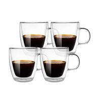 Set 4 Tazas de Vidrio Doble Pared Simplit 350 ml