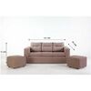 Juego de Living Kea Nize Sofá 3 Cuerpos + Dos Pouf Tela Beige