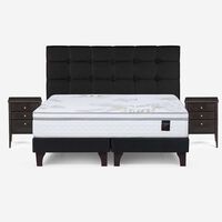 Cama Europea Rosen Base Dividida King Art 4 + Respaldo + 2 Veladores Issey