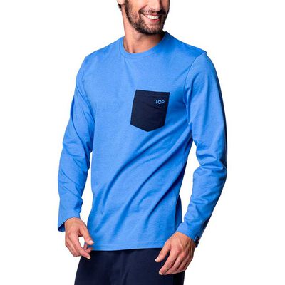 Pijama Largo invierno Algodón Cuello Redondo Hombre Top