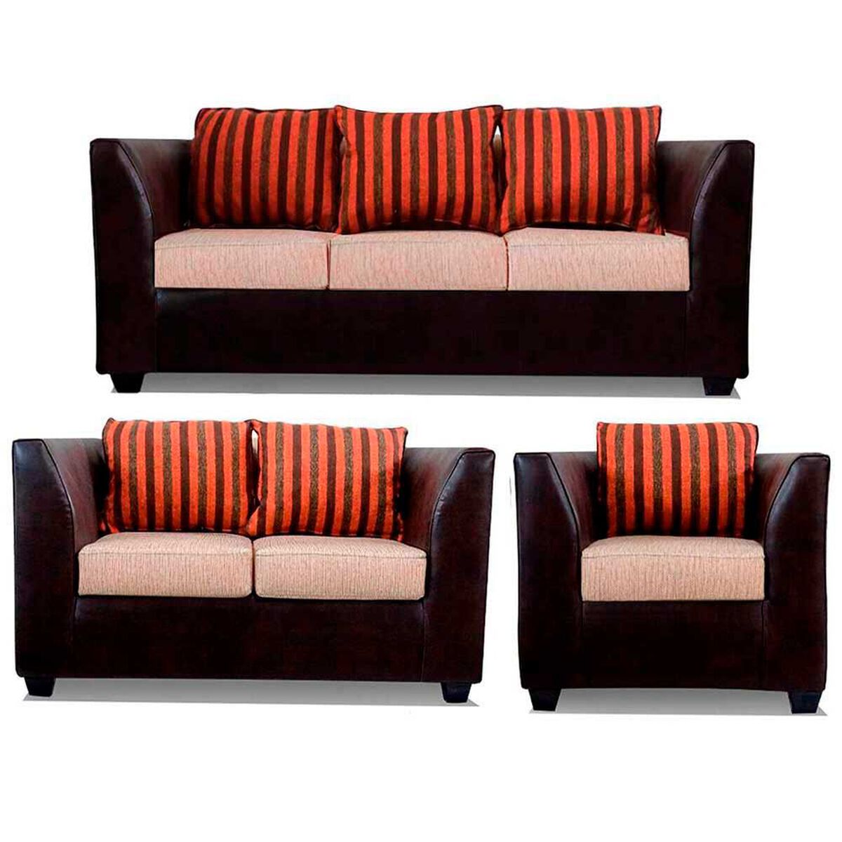 Juego de Living Elegant Detail Valentino Sof&aacute; 3 Cuerpos + Sof&aacute; 2 cuerpos + Sill&oacute;n 1 Cuerpo Beige