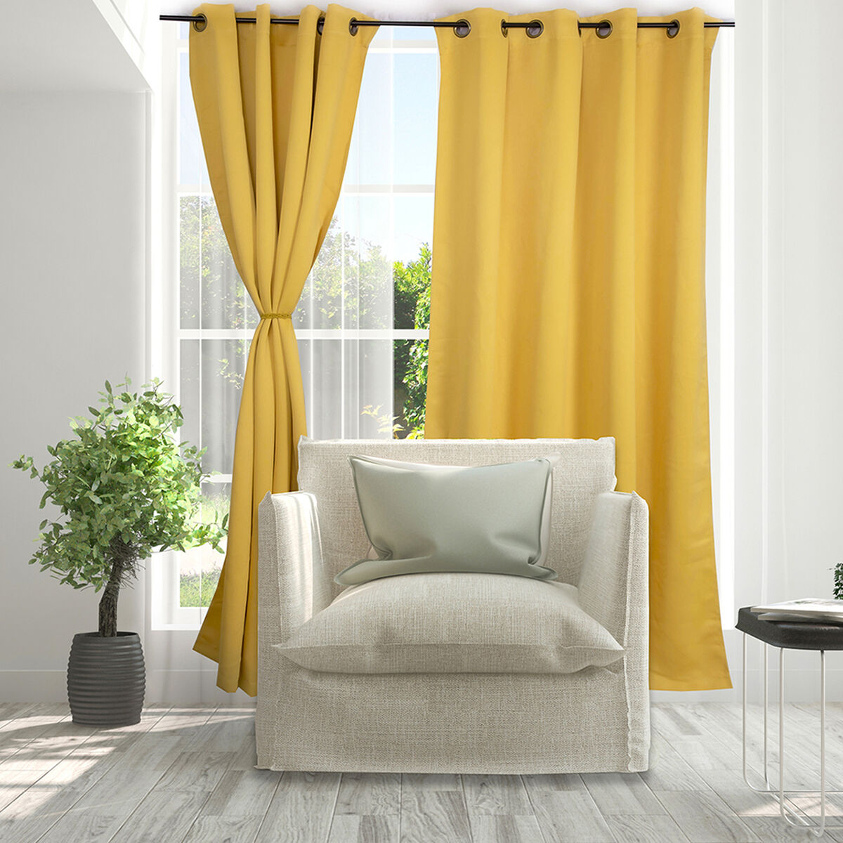 Combo Cortinas Doral Black Out Victoria  220 x 140 cm Mostaza