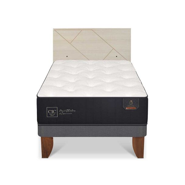 Cama Europea CIC 1,5 Plazas Premium + Respaldo Villarrica Alpino