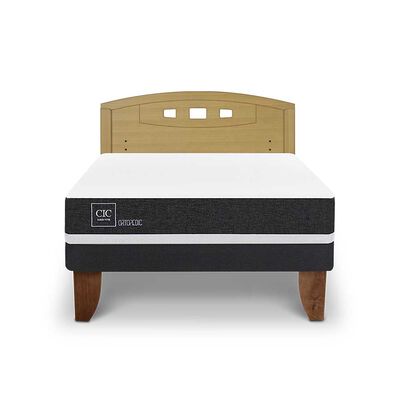 Imagen 1 del producto Cama Europea CIC 2 Plazas Ortopedic + Respaldo Gales Mostaza