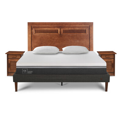 CIC Cama Europea CIC 2 Plazas Ortopedic Advance + Respaldo Milan + 2 Veladores + Almohadas Viscoelásticas