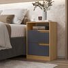 Velador VekkaHome Sole 2 Cajones Café Negro