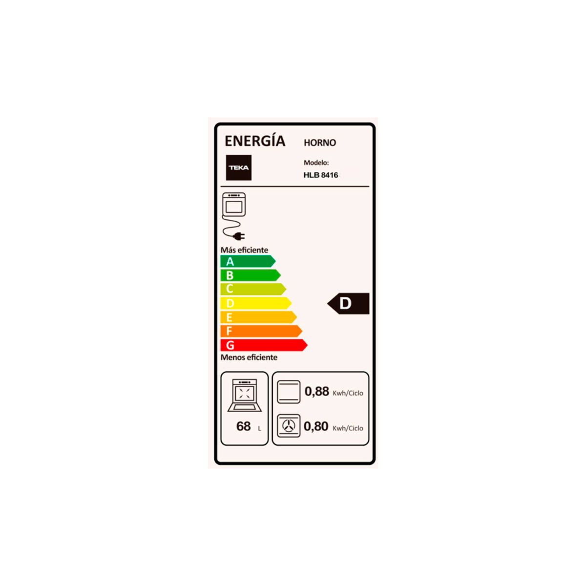 Horno Empotrado Teka HLB 8416 68 lts. Negro