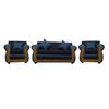 Juego de Living Almore Emilia Sofá 3 Cuepos + Dos Sillones 1 Cuerpo Azul Negro
