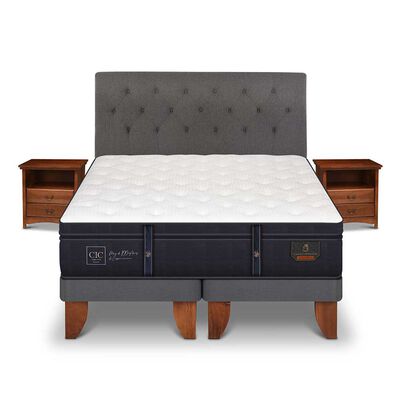 Cama Europea CIC Base Dividida 2 Plazas Grand Premium + Respaldo + Veladores