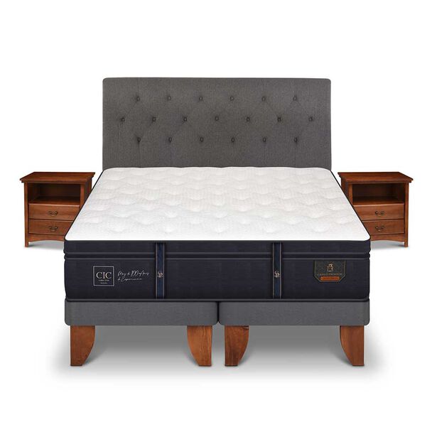 Cama Europea CIC Base Dividida 2 Plazas Grand Premium + Respaldo + Veladores