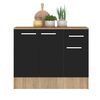 Mueble de Cocina Base Vekkahome Madri 1 Cajón 3 Puertas Negro Café