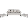 Sofá Bodevir Lua 3 Cuerpos + 2 Pouf Wood Crudo