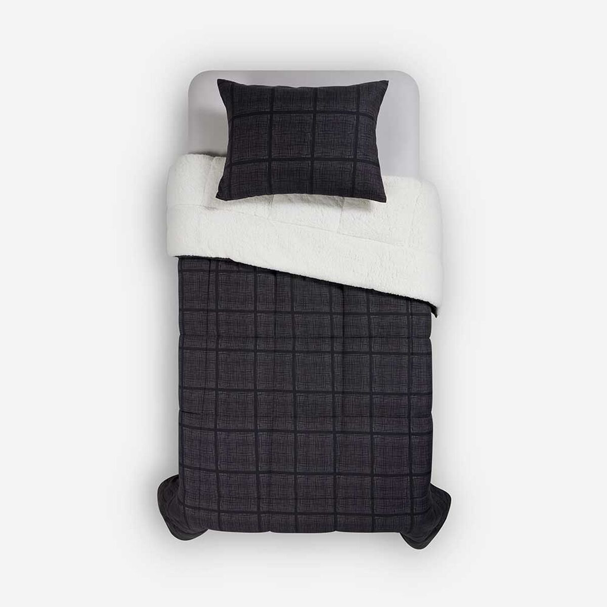 Plum&oacute;n Rosen 1,5 Plazas Sherpa Alaska Multi Negro/Gris