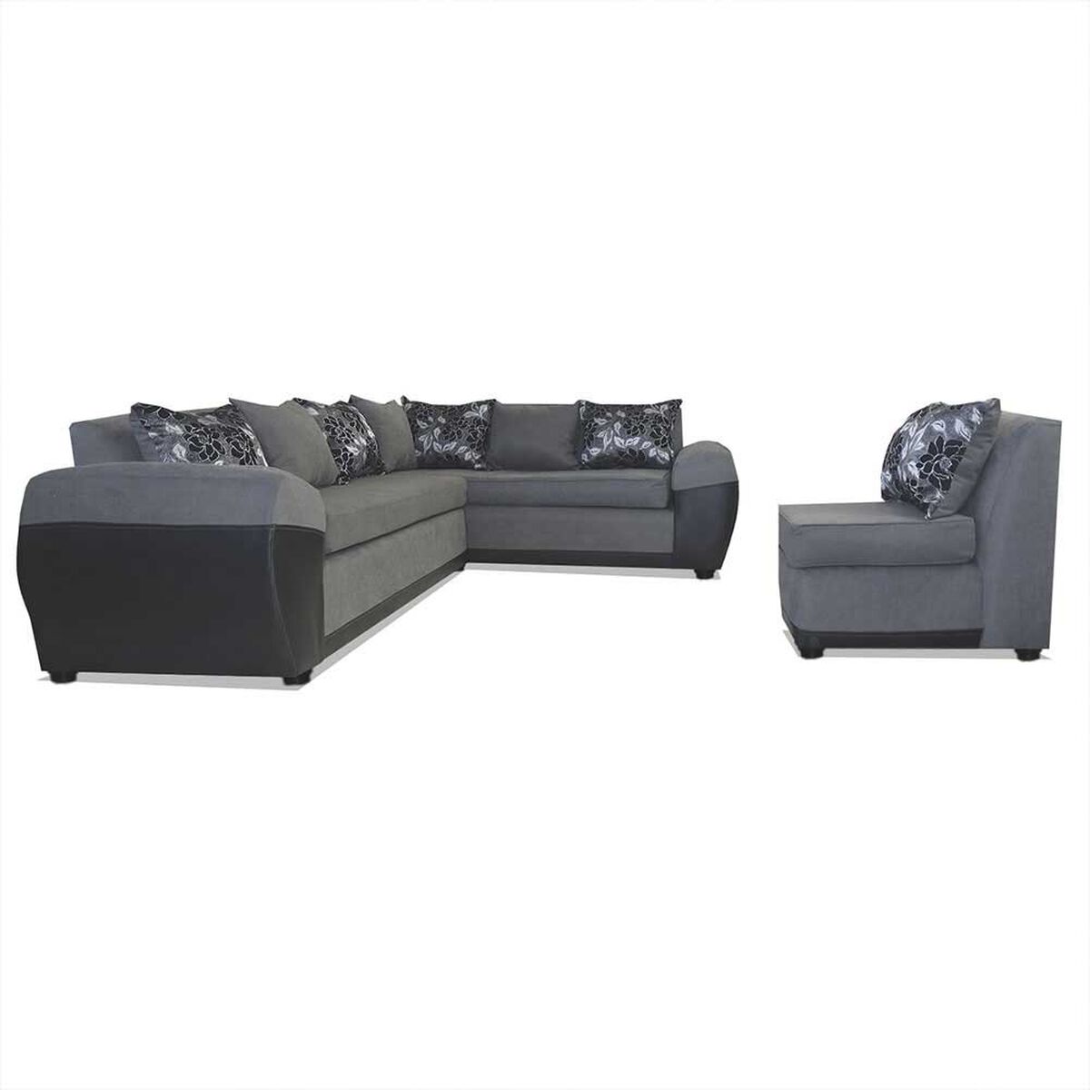 Sofá Seccional Modular Elegant Detail Houston 7 Cuerpos Negro Gris