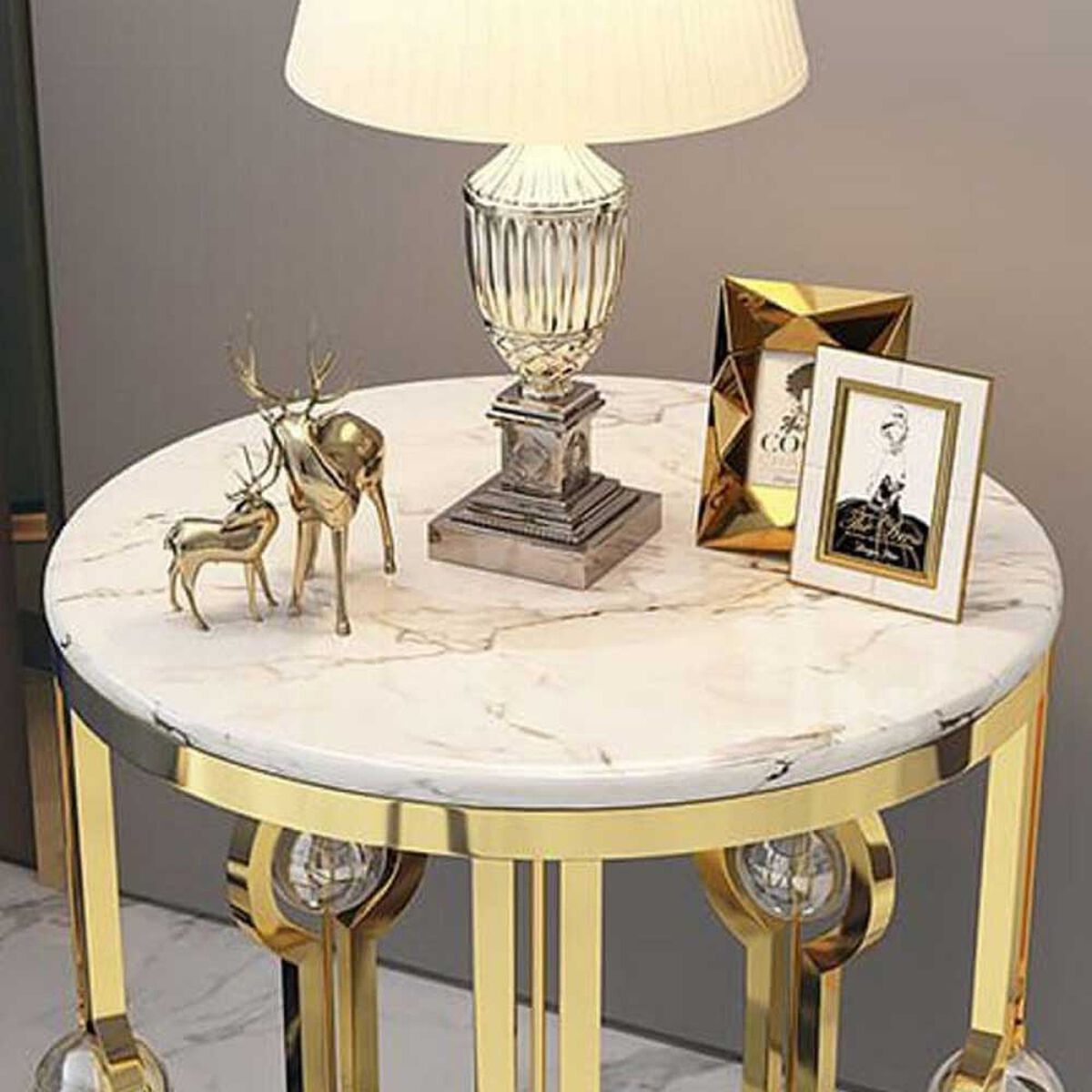Mesa Lateral Ankara Store Marsella Blanco Dorado
