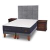 Cama Europea CIC Base Dividida S&uacute;per King Gran Premium + Respaldo + 2 Veladores Tamesis