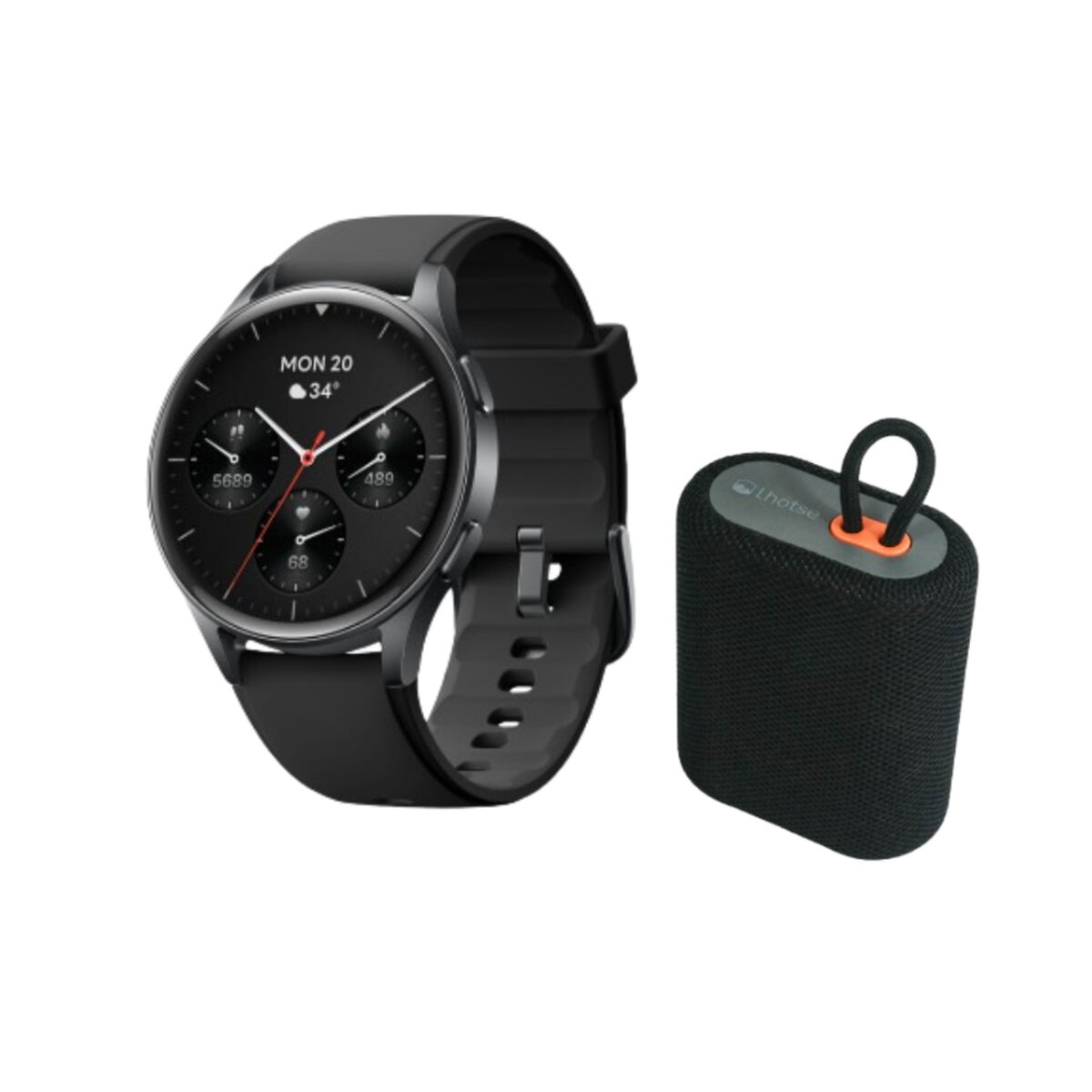 Kit Smartwatch Lhotse Vibe 05 Black + Parlante Negro