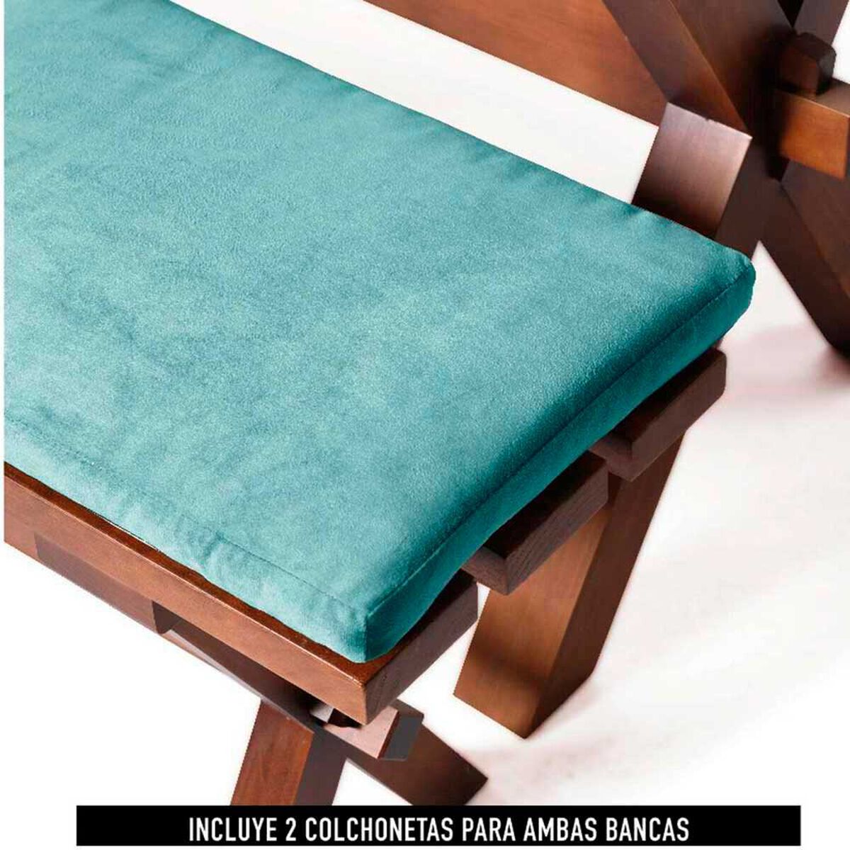 Juego de Comedor Latam Home Sevilla Granada 2 Sillas + 2 Bancas Velvet Turquesa