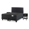 Cama Europea Flex Base Dividida 2 Plazas Black + Respaldo Modern Grafito + 2 Veladores Rover
