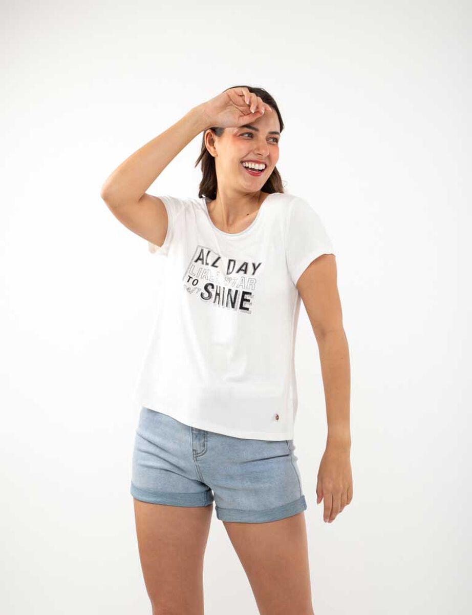 Polera Con Estampado Manga Corta Mujer Zibel
