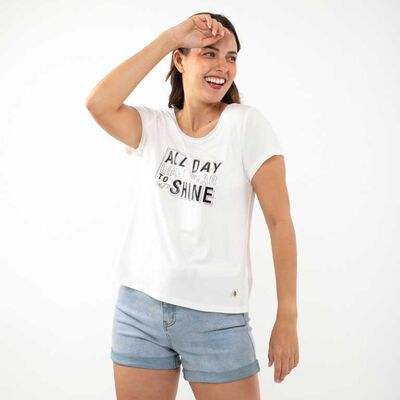 Polera Con Estampado Manga Corta Mujer Zibel